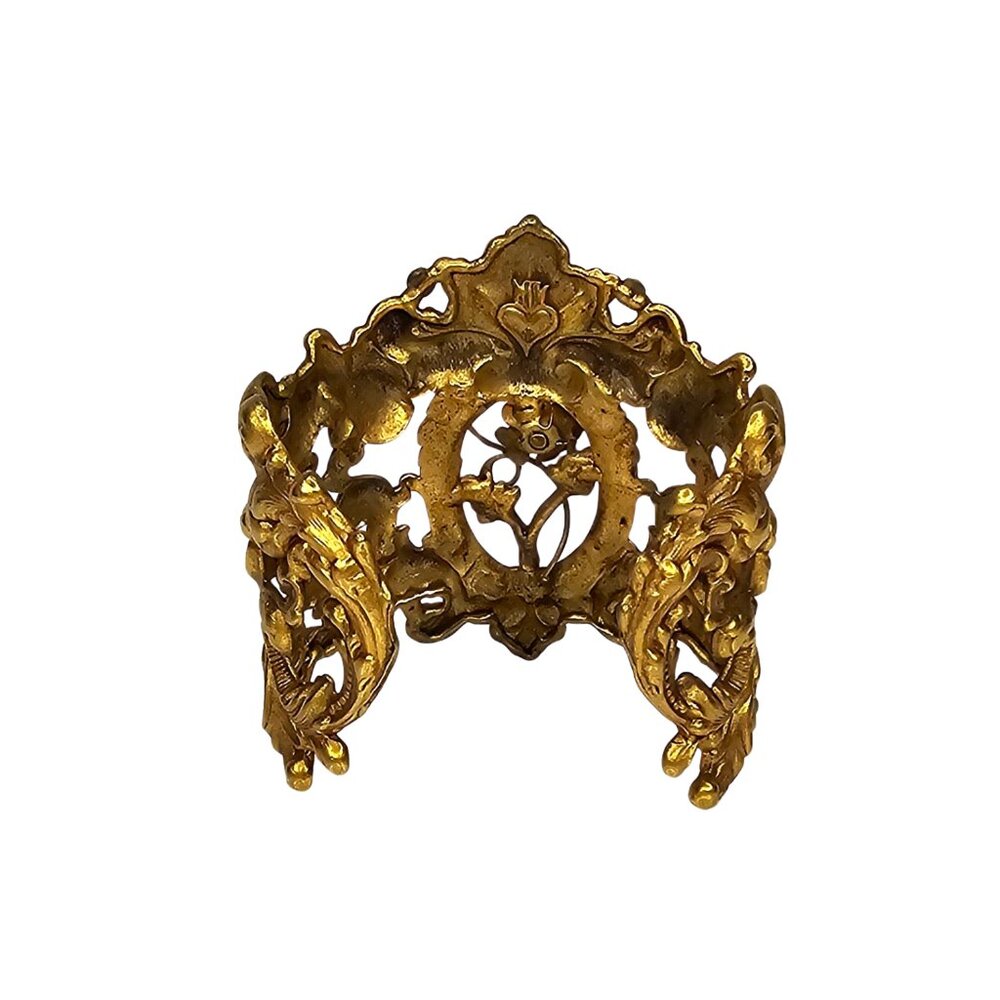 VIRGINS SAINTS & ANGELS "Archangel" Vintage Gold-Tone Rose Crystal Cuff - Picture 6 of 7